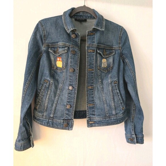 Talbots New Upcycled Art Jean jacket - Size XS Boho Whimsy Owls Back To School - Picture 2 of 8